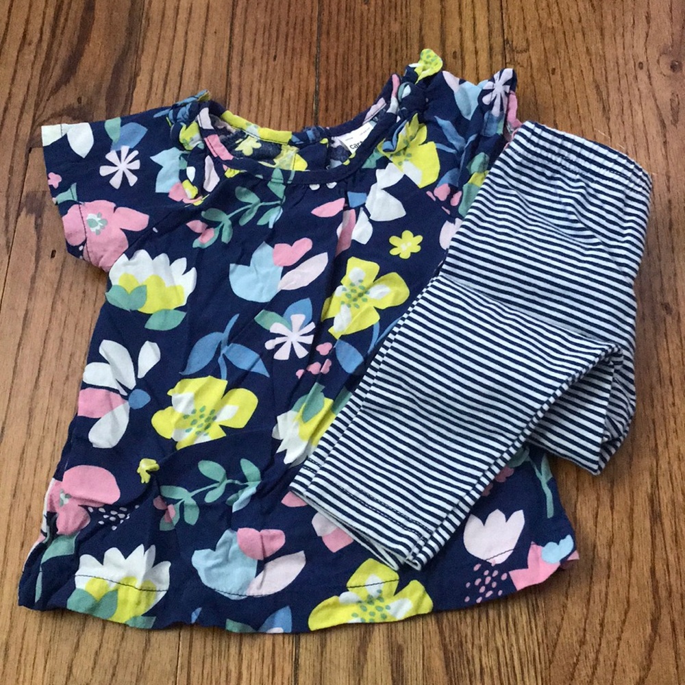 Carters baby floral top and coordinating pants set